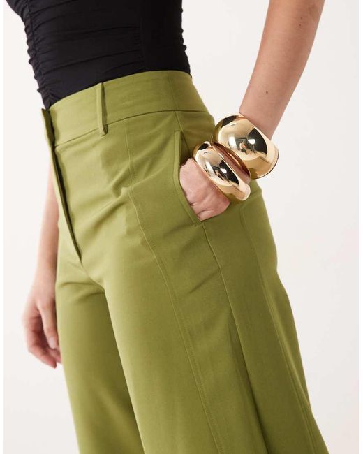 River Island Green Soft Tailored Wide Leg Trousers
