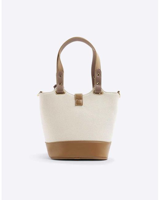 River Island White Panelled Bucket Bag
