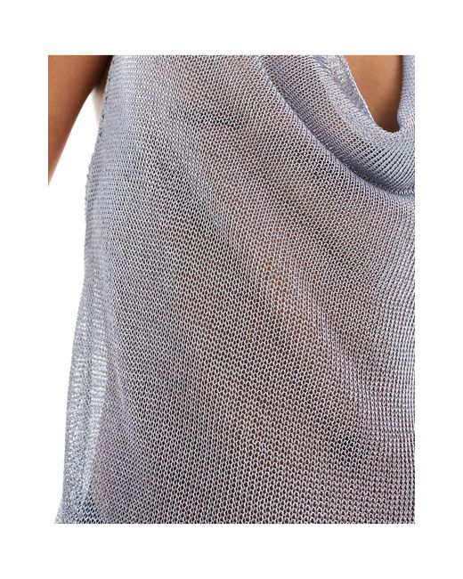 In The Style White Metallic Knitted Cowl Neck Mini Dress