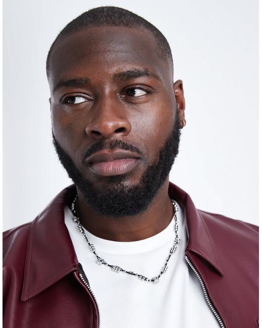 ASOS Multicolor Black Cord And Sqaure Beaded Necklace for men