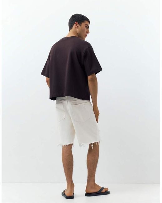 Pull&Bear Blue Straight-leg Denim Bermuda Shorts for men