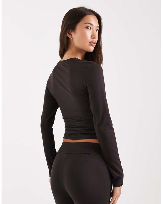 Miss Selfridge Black Sculpted Long Sleeve Tee