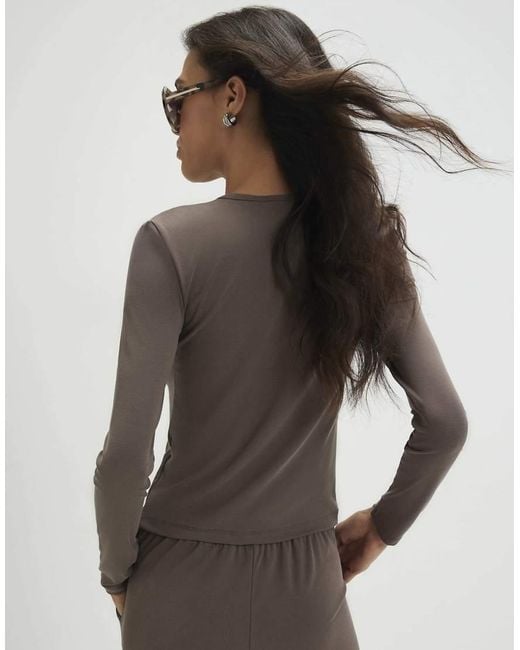 River Island Gray Long Sleeve Soft Touch Top