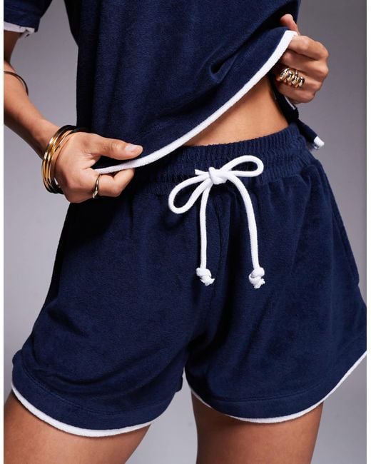 River Island Blue – shorts aus frottee
