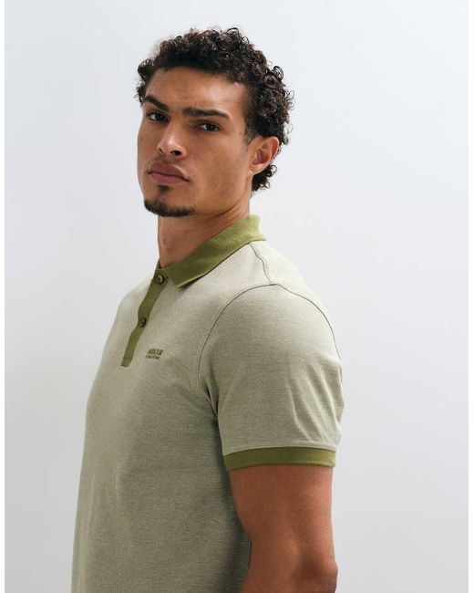 Barbour Green Morley Oxford Short Sleeve Polo Shirt for men