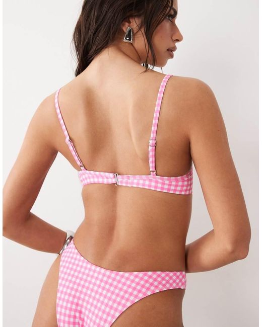 Free Society Red Gingham Underwire Bikini Top