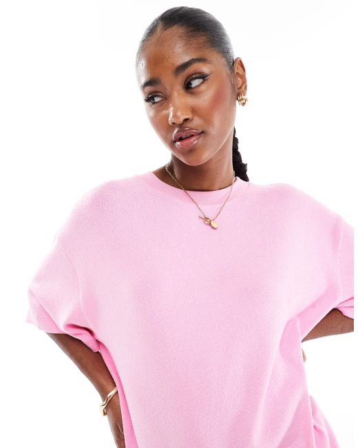 ASOS Pink Textured Knit Oversized T-shirt