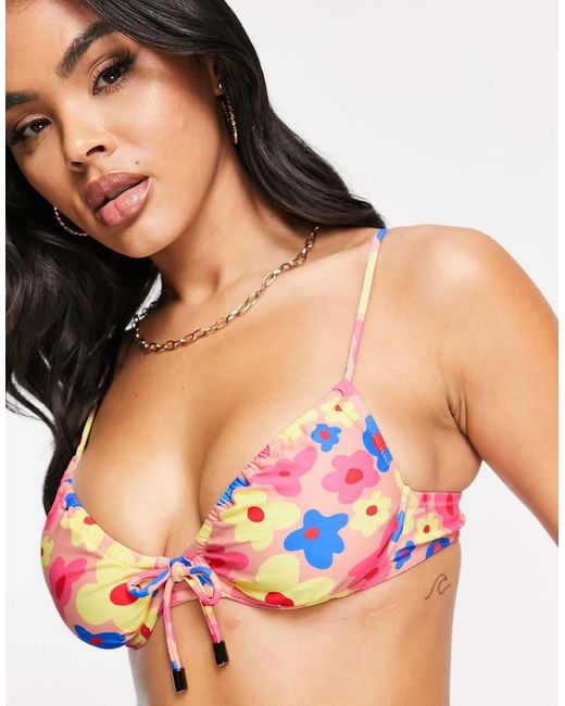 Candypants Pink Ruched Underwire Bikini Top