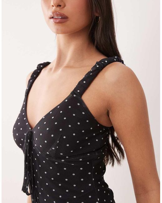 ASOS Black Cap Sleeve With Tie Detail Mini Dress