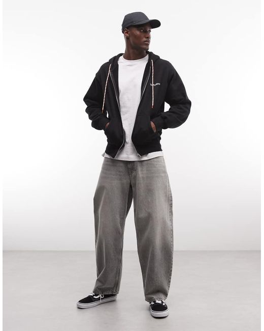 No Problemo Blue Mini Logo Zip Up Hoodie for men