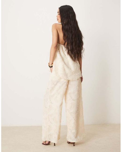 ASOS Natural Tailored Textured Straight Leg Pants