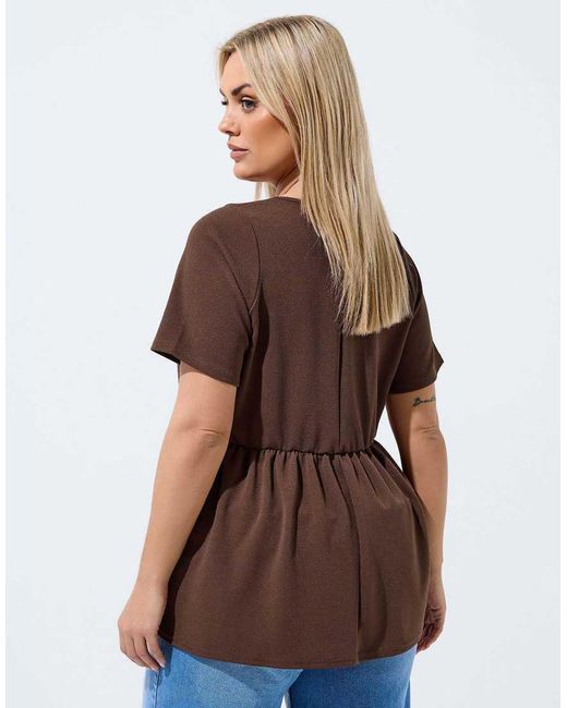 Yours Clothing Blue Button Peplum Top
