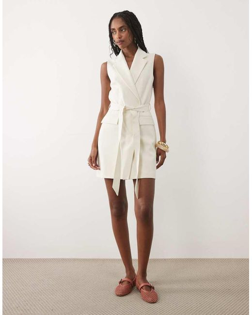Miss Selfridge Natural Tailored Sleeveless Blazer Dress