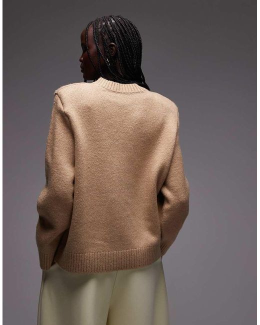 ASOS Brown Knitted Ultimate Shoulder Pad Jumper