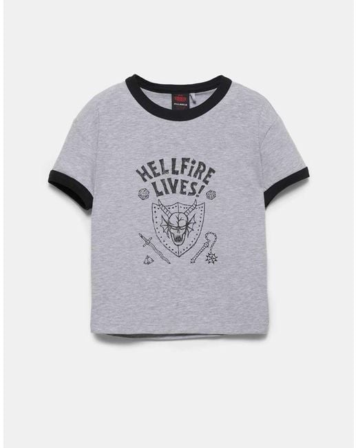 Pull&Bear Black Hellfire Lives Stranger Things T-Shirt