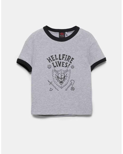 Pull&Bear Black Hellfire Lives Stranger Things T-Shirt