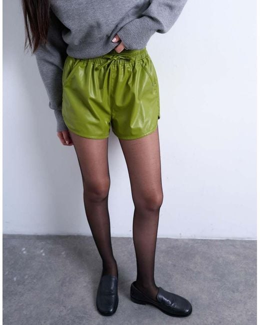 TOPSHOP White Faux Leather Running Shorts