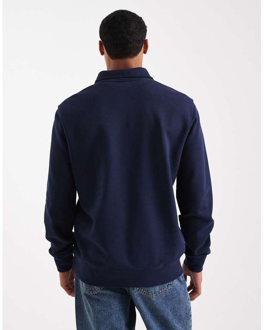 Levi's Blue Original Batwing Logo Half Zip Sweatshirt for men