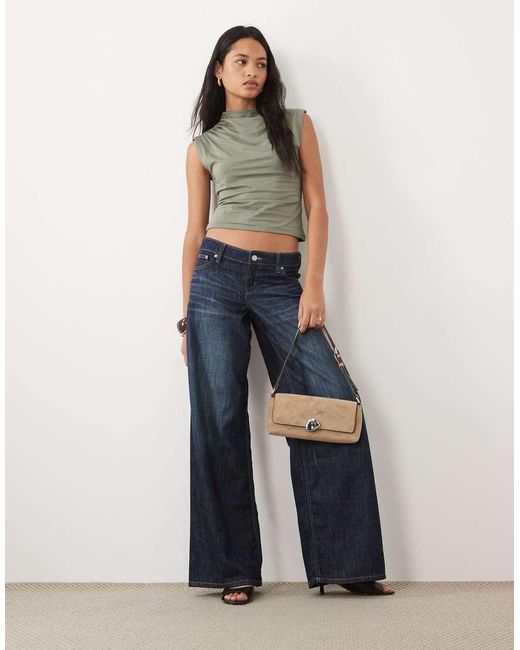 Abercrombie & Fitch Green Sleeveless Top With Ruching Detail