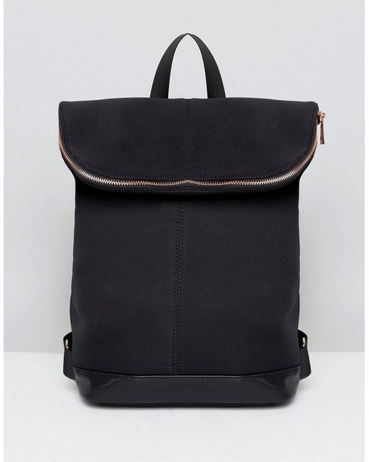 Lyst Asos Scuba Backpack With Rose Gold Zip in Black