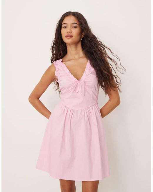 Glamorous Pink V-Neck Sleeveless Mini Dress