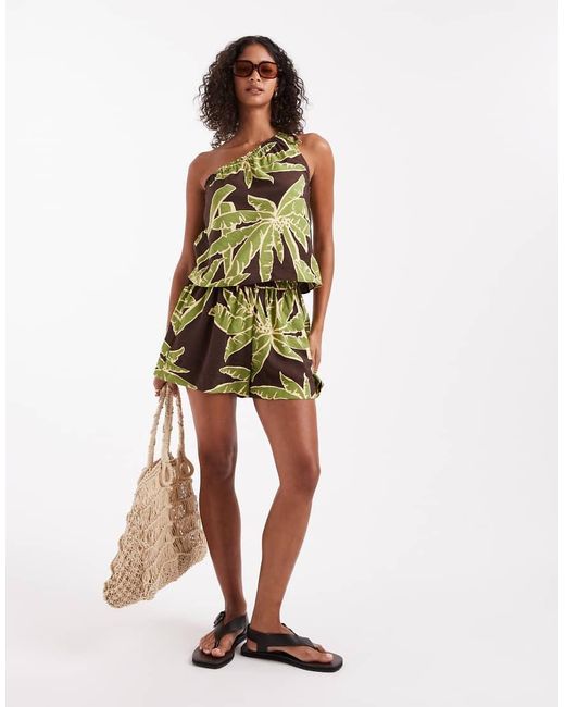 ASOS Green One Shoulder Top Co-Ord