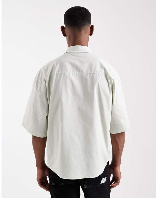 ASOS White Relaxed Shirt With Chest Embroidery for men