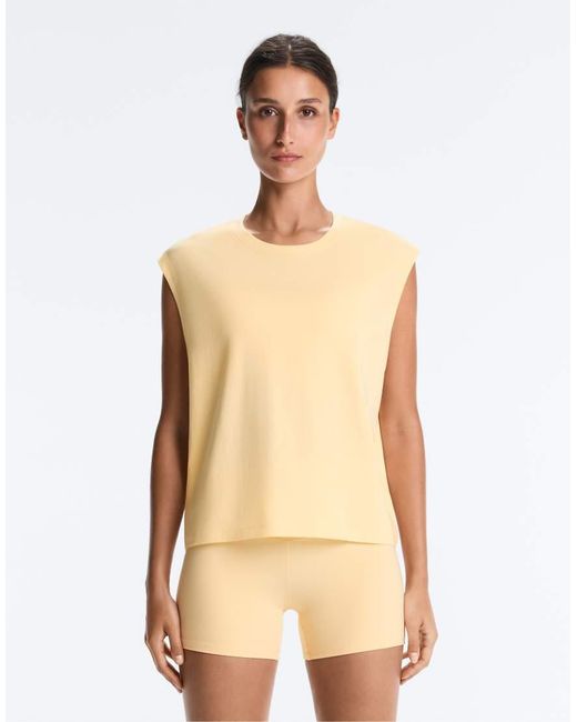 Oysho Natural Cotton Blend Sleeveless Seamless T-shirt