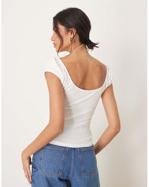 ASOS White Puff Sleeve Sun Top