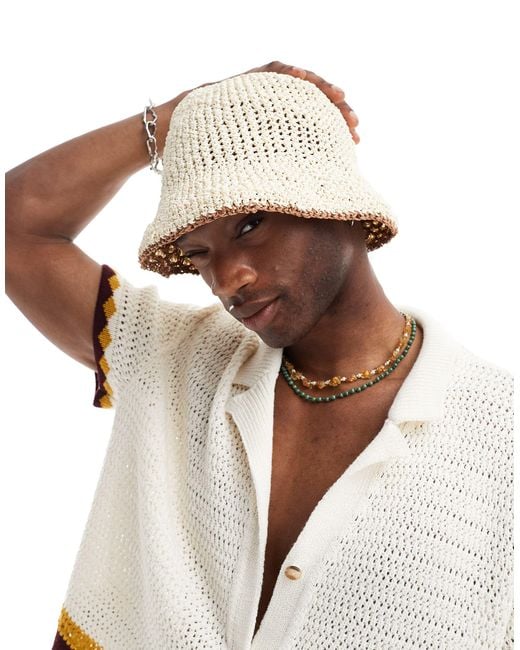 ASOS White Reversable Bucket Hat for men