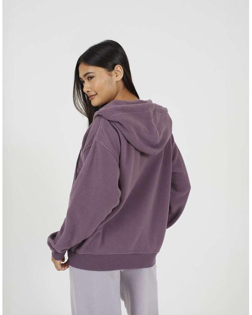 Brave Soul Purple Zip Through Polar Fleece Hoodie