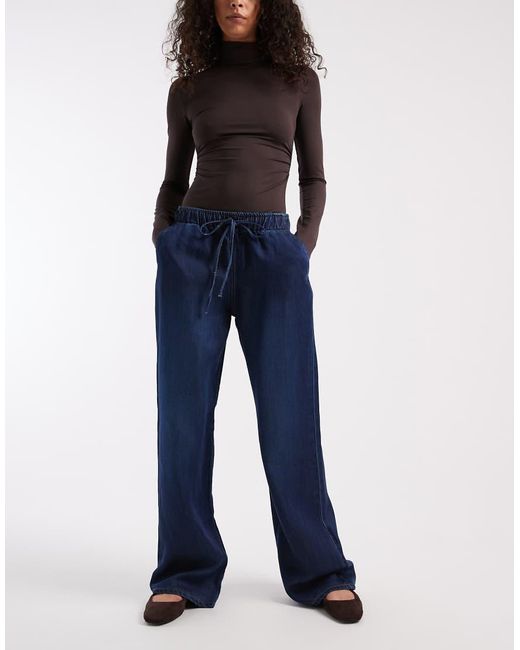ONLY Blue Greta High Waist Wide Leg Jeans