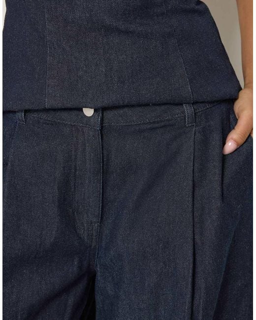 PixieGirl Blue Petite Pleated Wide Leg Jeans