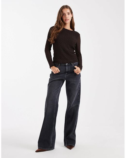 ONLY Black Lace Long Sleeve Top
