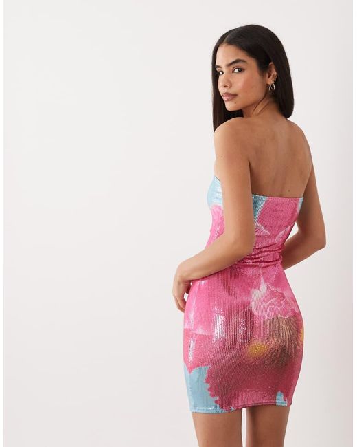Kaiia Pink Exclusive Sequin Bandeau Mini Dress