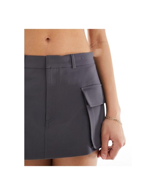 Pull&Bear Gray Micro Mini Tailored Cargo Pocket Skirt Co-ord