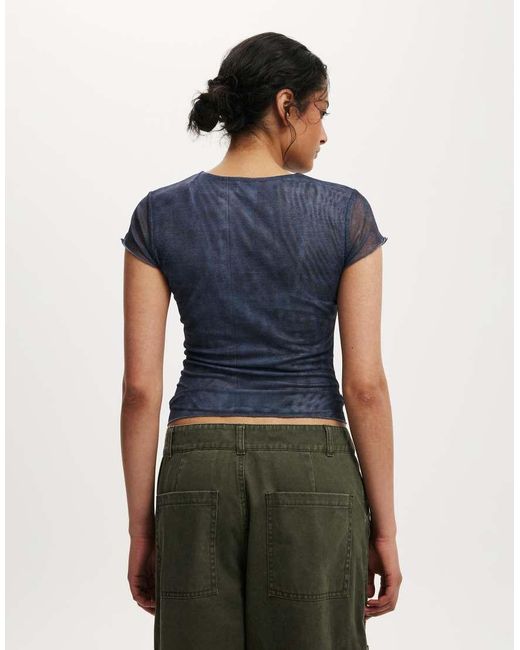 Cotton On Blue Ashley Mesh Short Sleeve Top