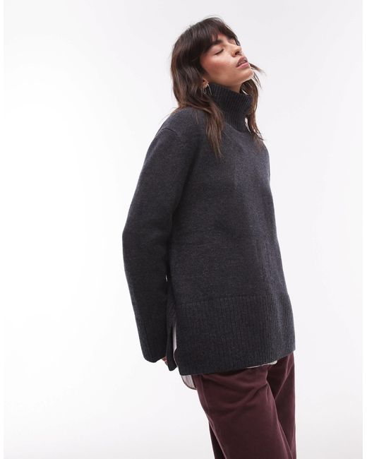 & Other Stories Blue Wool High Neck Oversize Jumper