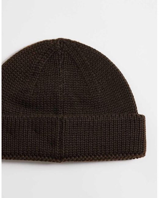ASOS Black Knitted Rib Mini Fisherman Beanie for men