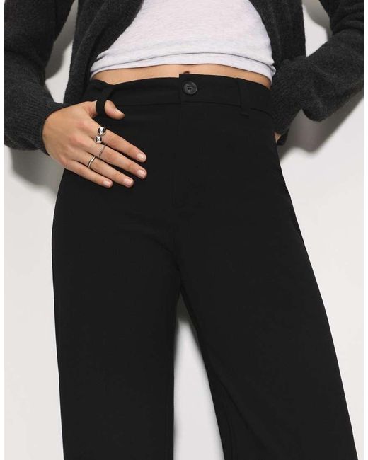 Pull&Bear White Smart High Waist Straight Leg Trousers