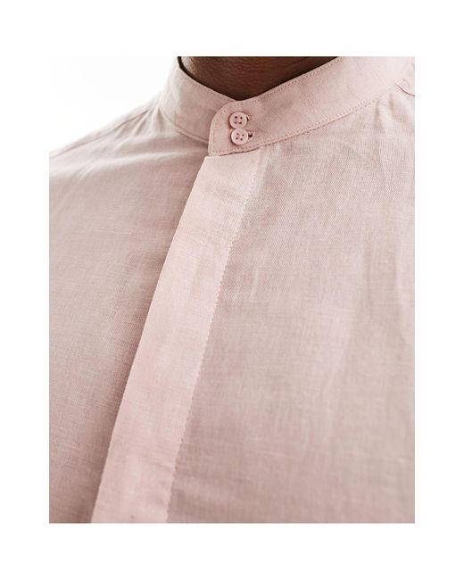 ASOS – elegantes leinenhemd in Pink für Herren