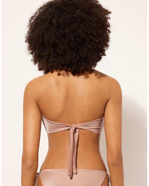 Calzedonia Brown Calzendonia Bandeau Bikini Top Shiny Satin