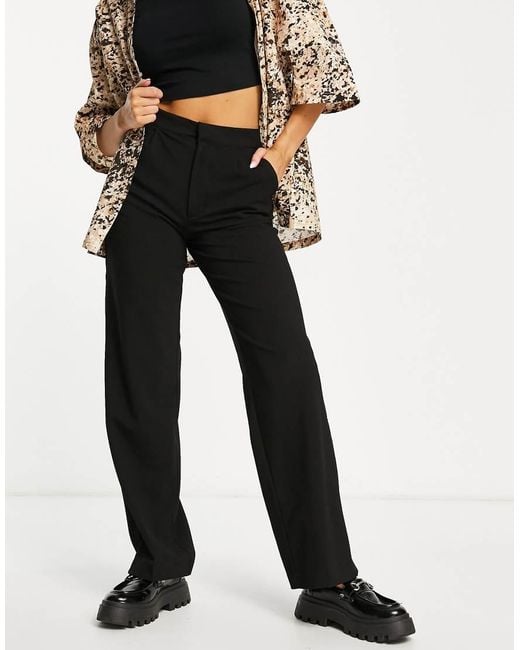 Pull&Bear Black Mid Waist Loose Fitting Trousers