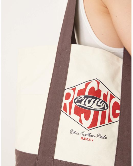 Tote bag à motif imprimé - écru/marron ASOS pour homme en coloris Natural