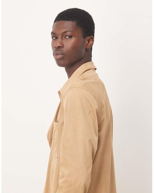 ASOS Natural Suede Look Overshirt for men