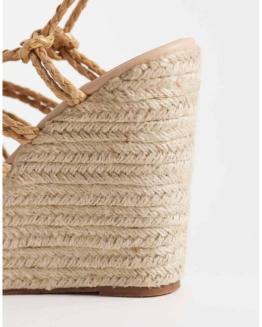 SEQWL Natural Strappy High Espadrille Wedges