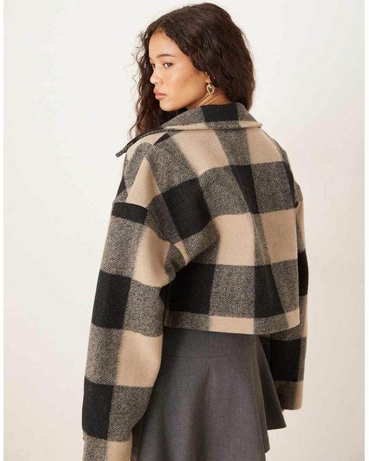 Gina Tricot Brown Relaxed Fit Cropped Jacket