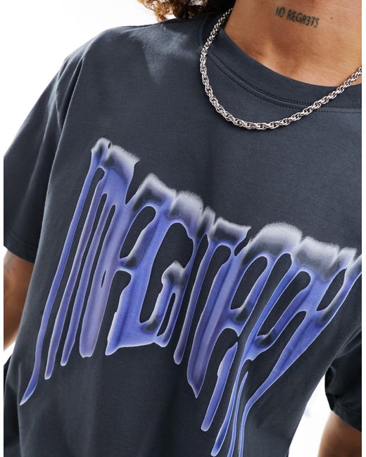 Weekday Blue Oversized T-shirt With Imaginary Graphic Print for men