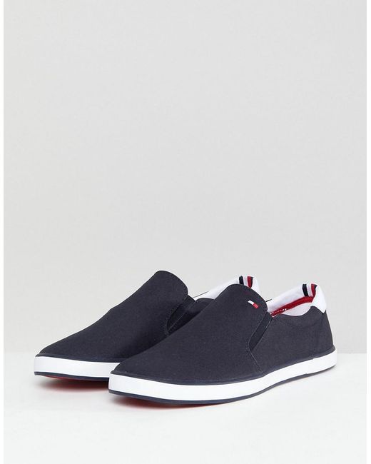 lodret Ved daggry Majroe Tommy Hilfiger Iconic Slip On Canvas Sneakers In Navy in Blue for Men | Lyst