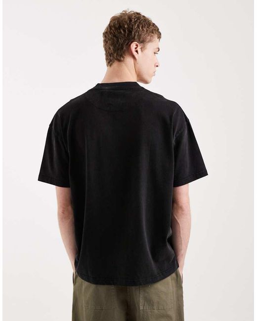 Brave Soul Black Oversized 240gsm Acid Wash T-shirt for men